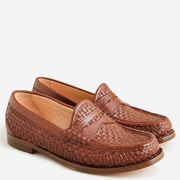 J Crew Winona penny loafers in woven Italian leatherItem BP308